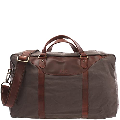 LECONI kleiner Weekender Canvas + Leder Used-Look Reisetasche Handgepäck Reise Fitnesstasche Sporttasche Damen + Herren 45x25x20cm grau LE2009-C von LECONI
