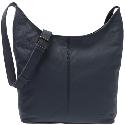 LECONI mittlere Schultertasche Damentasche Umhängetasche natur weiche Ledertasche Handtasche Damen Leder 33x33x9cm navy LE0072-sof von LECONI