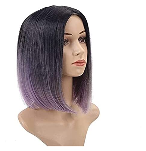 Haar PerüCke Synthetische Haarperücken In Ombré-Rosa, Schwarz, Rosa, Grün, Grau, Farbverlauf, Kurze, Gerade Perücke Für Mädchen Und Frauen TäGlichen Gebrauch PerüCke (Color : C, Size : As shown) von LECOW