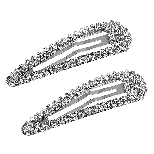 2 STÜCKE Strass Snap Haarspange Metall Snap Haarspangen Silberne Snap Haarspange Haarspangen mit Strass glänzenden Snap Haarspange für Frauen von LECTNORE