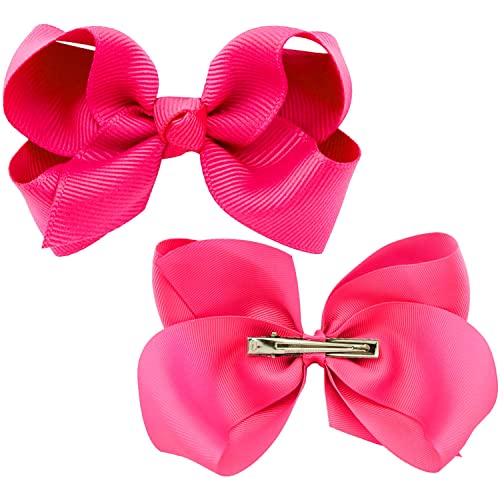 2 Stück Schleifen-Haarspangen, Pferdeschwanz-Clips 3 Zoll, Entenschnabel-Haarschleifen für Kinder Mädchen Frauen (Rose Red) von LECTNORE