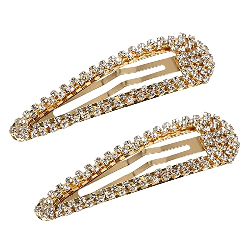 2 Stuecke Strass Snap Haarspange Metall Snap Haarspangen Gold Snap Haarspange Haarspangen mit Strass glänzenden Snap Haarspange für Frauen von LECTNORE