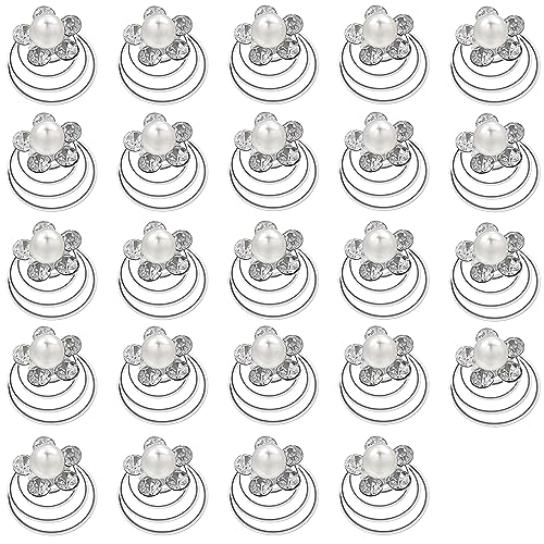 24 Stück Spirale Haarnadeln, Braut Kristall Strass Swirl Perle Haarnadeln für Frauen Mädchen Hochzeit Party von LECTNORE