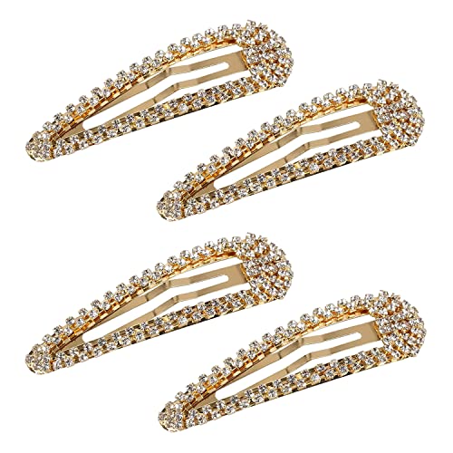 4 STÜCKE Strass Snap Haarspange Metall Snap Haarspangen Gold Snap Haarspange Haarspangen mit Strass glänzenden Snap Haarspange für Frauen von LECTNORE