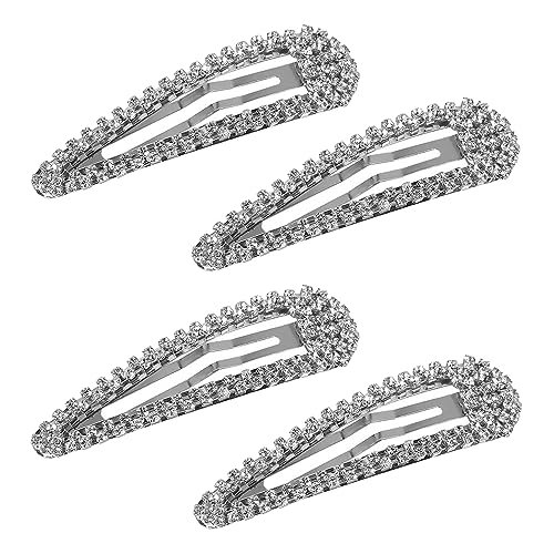 4 STÜCKE Strass Snap Haarspange Metall Snap Haarspangen Silberne Snap Haarspange Haarspangen mit Strass glänzenden Snap Haarspange für Frauen von LECTNORE