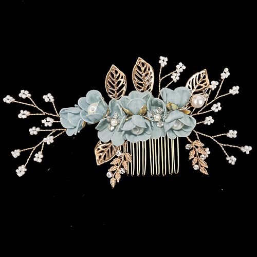 Brautjungfern-Haarschmuck, Hochzeitskämme und Blumenhaarnadeln für Damen und Mädchen, Brauthaarschmuck für Hochzeit oder Ball – Hellgrün von LECTNORE