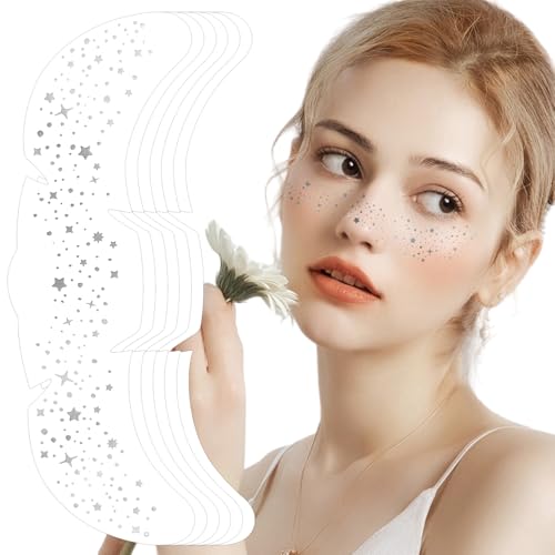 Funkelnde Face Art Sticker - 6 Stück Silber Sterne und Punkte Aufkleber Festival Gesichtsschmuck für Partys, Halloween Bühnen Make-up, Nachtclub von LECTNORE