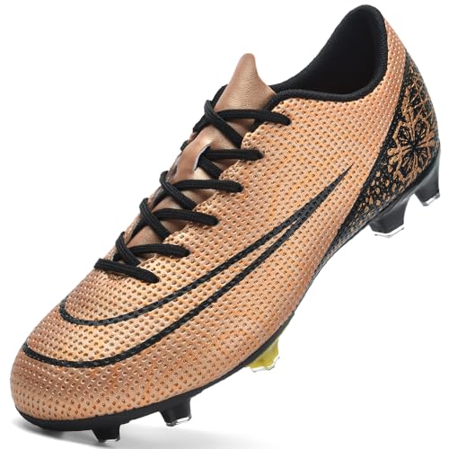 LECYGNB Fußballschuhe Herren Spike Microfaser Cleats Kunstrasen Fussballschuhe Professionelle Jugendliche Athletics Trainingsschuhe Outdoor Sport Fußball Stiefel Gold EU 40 von LECYGNB