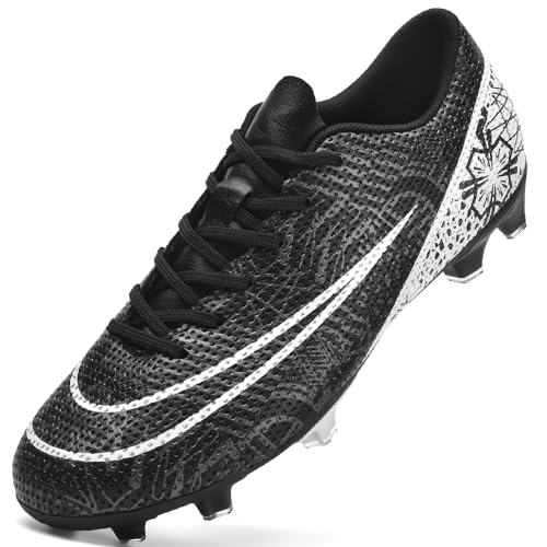 LECYGNB Fußballschuhe Herren Spike Microfaser Cleats Kunstrasen Fussballschuhe Professionelle Jugendliche Athletics Trainingsschuhe Outdoor Sport Fußball Stiefel Schwarz EU 40 von LECYGNB