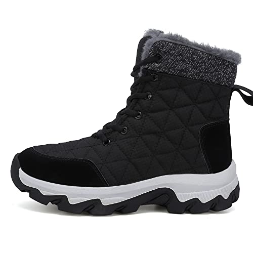 LECYGNB Herren Damen Winterstiefel Schneestiefel Wasserdicht Warme Gefüttert Anti-Rutsch Wanderschuhe Winterschuhe Outdoor Stiefel Flache Boots Stiefeletten Schwarz 38 von LECYGNB