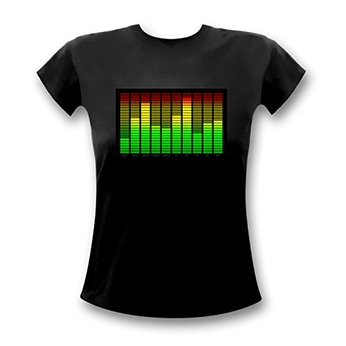 10-Kanal LED Equalizer T-Shirt Frau Leuchtshirt Girls (XL) von LED-Fashion