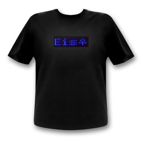 LED T-Shirt mit programmierbarer Lauftextanzeige Teen Kinder Laufschrift Shirt (xs, Blaue Laufsschrift) von LED-Fashion