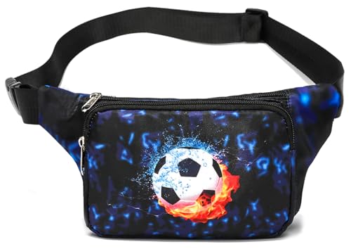 Bauchtasche für Kinder, für Jungen, Mädchen, Teenager, Kinder, Hüfttasche, leichte Brusttasche für Workout, Laufen, Reisen, Wandern, Geschenke, Blauer Fußball, Small, Umhängetasche von LEDAOU