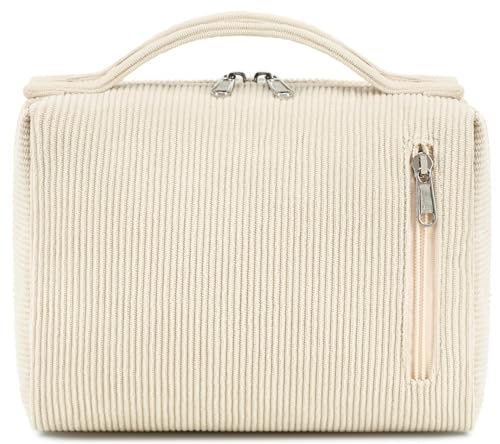 Kulturbeutel Damen Kosmetiktasche Waschtasche Größe Kulturtasche Organizer für Herren und Frauen Make-up Taschen Geschenke (Cord Beige) von LEDAOU