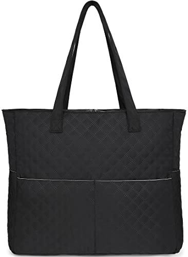 LEDAOU Große Strandtasche Damen Umhängetasche Handtasche wasserdicht sanddicht mit Reißverschluss Strandtasche für Pool Fitnessstudio Reisen mit Nasstasche (Schwarz) von LEDAOU