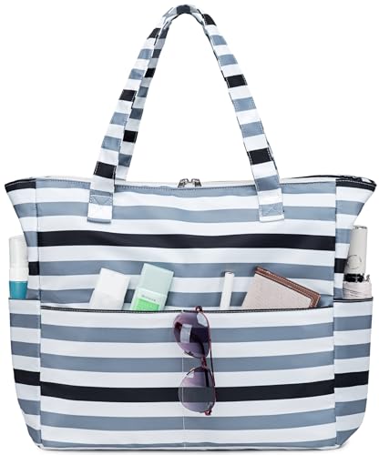 LEDAOU Große Strandtasche mit reißverschluss Damen Strandtuch Tote bag & Strandtuch Hausschuhe Wasserdicht Umhängetasche Tragetasche shopper sanddicht Pool Fitness Reisetasche familie von LEDAOU