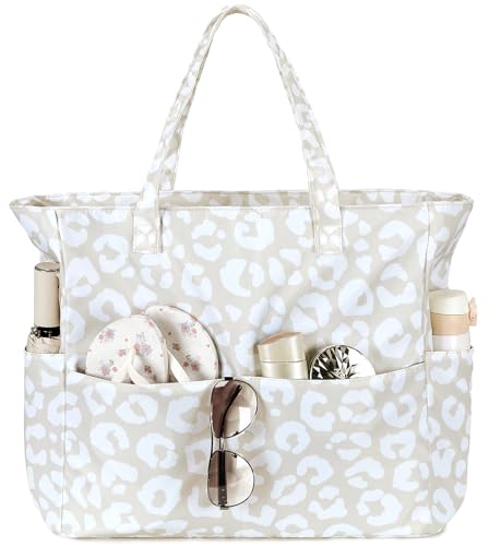 LEDAOU Große Strandtasche mit reißverschluss Damen Strandtuch Tote bag & Strandtuch Hausschuhe Wasserdicht Umhängetasche Tragetasche shopper sanddicht Pool Fitness Reisetasche familie von LEDAOU