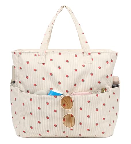 LEDAOU Große Strandtasche mit reißverschluss Damen Tote bag Wasserdicht Umhängetasche Tragetasche shopper sanddicht mit Reißverschluss Pool Fitness Reisetasche familie von LEDAOU