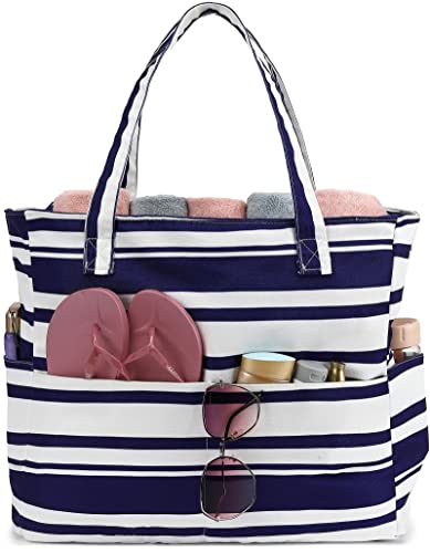 LEDAOU Große Strandtasche mit reißverschluss Damen Wasserdicht Umhängetasche Tragetasche shopper sanddicht mit Reißverschluss Pool Fitness Reisetasche familie von LEDAOU