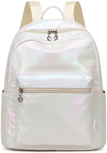 LEDAOU Mini-Rucksack Geldbeutel für Mädchen Nieblich klein Rucksack für Damen Teenager Kinder Schule Reisen Schultertasche Tasche (Metallic White) von LEDAOU