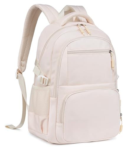 LEDAOU Rucksäcke für Mädchen, Schultasche für Kinder 8-12 Jahre, Niedlich, Büchertasche, Weiß (Beige) von LEDAOU