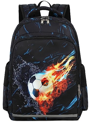 LEDAOU Schulkinder Rucksack Jungs und Mädchen der Vorschule Schultaschen mit Korsett (Fußball) von LEDAOU