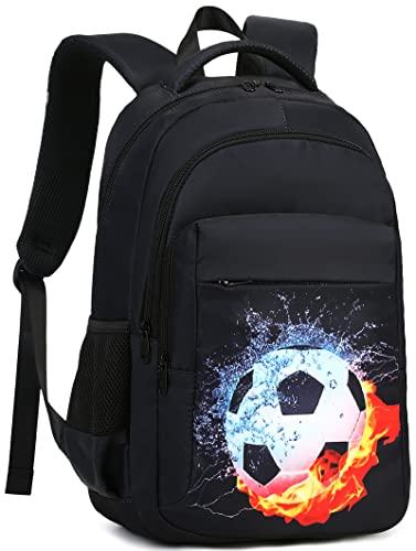 LEDAOU Schulrucksack Jungen Teenager Mädchen Schultaschen Kinder Rucksäcke Wasserdicht Leichtgewicht Schulranzen Groß für Schule Geschenke (Schwarz) von LEDAOU