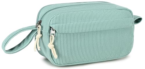 LEDAOU Stiftetasche, Große Kapazität Federmäppchen mit Reißverschluss, Schulmaterial für Teenager Mädchen (Grasgrün hellgrau) von LEDAOU