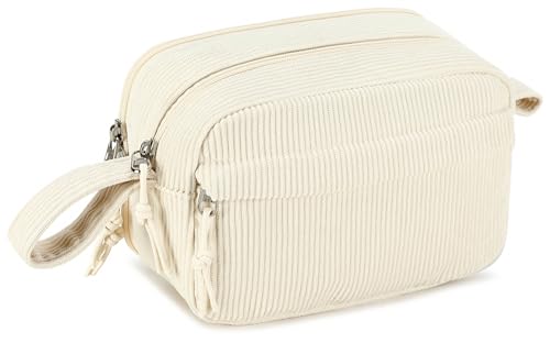 LEDAOU Stiftetasche, Große Kapazität Federmäppchen mit Reißverschluss, Schulmaterial für Teenager Mädchen (Reines Beige) von LEDAOU