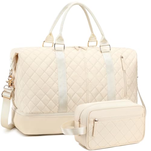 LEDAOU Weekender Damen Reisetasche Tasche mit Schuhfach Canvas Handgepäck Tasche Sporttasche Travel Bag von LEDAOU