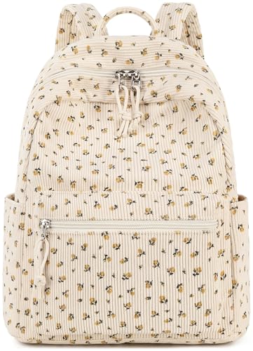 LEDAOU klein Rucksack für Damen Mini-Rucksack Geldbeutel für Mädchen Teenager Kinder Schule Reisen Schultertasche Kleiner Rucksäcke Damen (Gelbe Blumen 92) von LEDAOU