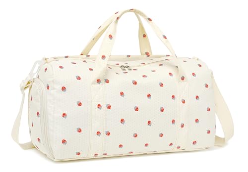 Sporttasche mit Nasstasche, Wochenendtasche, Übernachtungstasche, wasserdichter Schuhbeutel und Luftloch für Männer und Frauen, faltbare Tasche, Erdbeerbeige Sporttasche mit Nasstasche, Wochenendtasche, Übernachtungstasche, wasserdichter Schuhbeutel und Luftloch für Männer und Frauen, faltbare Tasche, Erdbeerbeige von LEDAOU