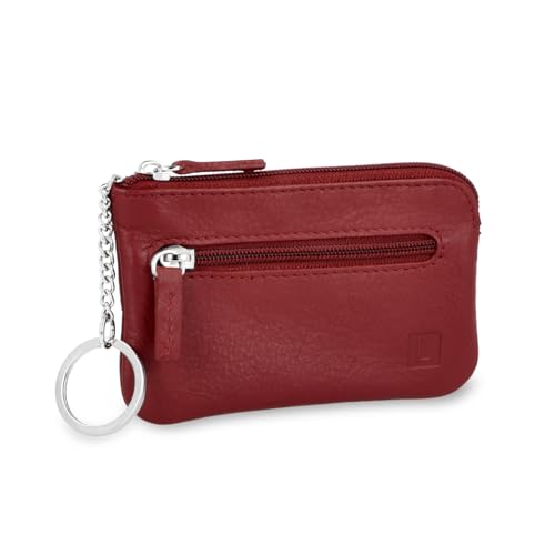 LEDEROW Schlüsseletui Leder Rot mit Reißverschluss für Damen und Herren - Schlüsselmäppchen Schlüsseltasche echtleder Autoschlüssel, Wohnungsschlüssel 2 separate Fächer (Rot) von LEDEROW