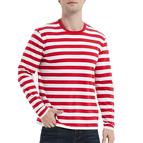 Herren Shirt Gestreiftes Langarm Marine Shirt Long Sleeve Leicht Basic mit Rundhals Mode Kleidung Langarmshirts Herren von LEDING&BEST