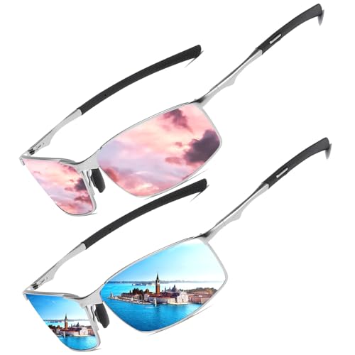 Polarisierte Pilotenbrille Sonnenbrille Herren Damen Freien Leichtgewicht Metallrahmen Angeln Golf Fahren Stilvoll Retro Flieger brille Cat 3 CE von LEDING&BEST
