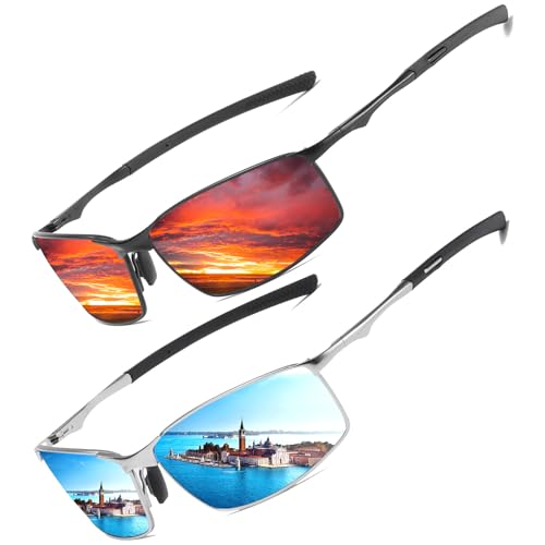 Polarisierte Pilotenbrille Sonnenbrille Herren Damen Freien Leichtgewicht Metallrahmen Angeln Golf Fahren Stilvoll Retro Flieger brille Cat 3 CE von LEDING&BEST