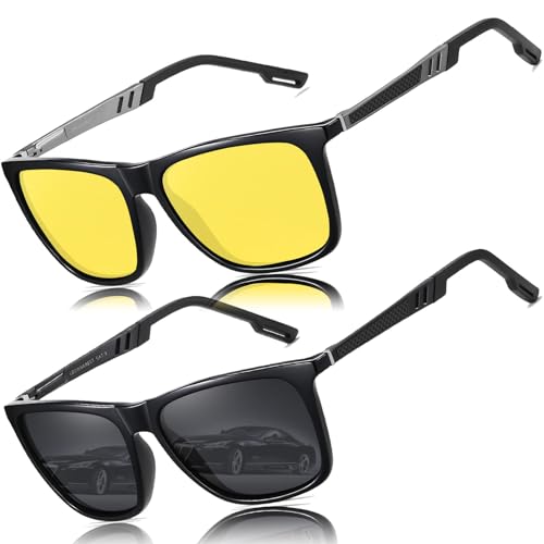 LEDING&BEST Polarisierte Sonnenbrille für Herren Damen Quadratische Ultraleichter Rahmen Mit Federscharnier zum Fahren, Angeln UV400 Schutz Sonnenbrille CAT 3 CE von LEDING&BEST