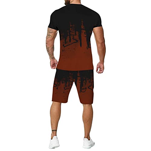 Herren Kurz Pyjama Set Shorty Nachtwäsche für Männer Sommer Shorts + top Lässig (Coffee, XXXXXXL) von LEDONG