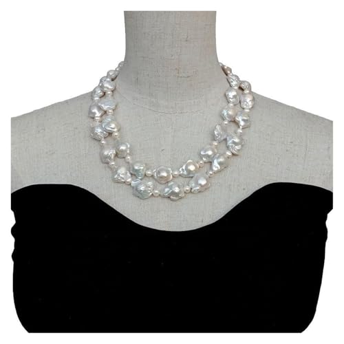 LEDVXFSVY 15mm Flower Shape Keshi Pearl Necklaces 2 Strands Cultured Pearl Necklace For Women von LEDVXFSVY