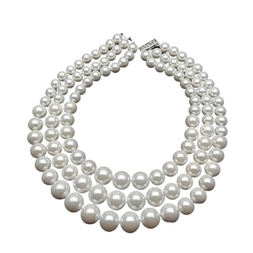 LEDVXFSVY 17.5"-22.5" 3 Strands 11mm-15mm White Sea Shell Pearl Graduated choker Necklace Wedding for women LEDVXFSVY 17.5"-22.5" 3 Strands 11mm-15mm White Sea Shell Pearl Graduated choker Necklace Wedding for women von LEDVXFSVY