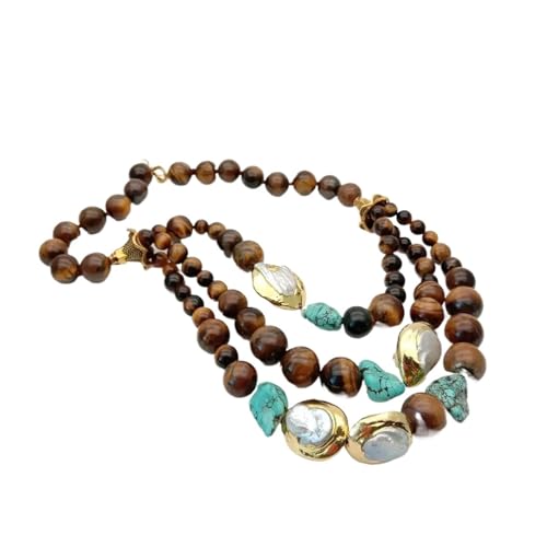 LEDVXFSVY 20'' 3 Strands Yellow Tigers Eye Round White Keshi Pearl statement Necklace for women LEDVXFSVY 20'' 3 Strands Yellow Tigers Eye Round White Keshi Pearl statement Necklace for women von LEDVXFSVY