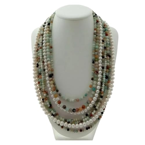 LEDVXFSVY 8 strandsWhite freshwater Pearl Mixed Color 4mm round Necklace 19"-23'' for women LEDVXFSVY 8 strandsWhite freshwater Pearl Mixed Color 4mm round Necklace 19"-23'' for women von LEDVXFSVY