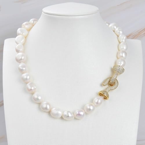 LEDVXFSVY Big White Baroque Keshi Pearl Gold Color Plated Connector Clasp Necklace For Women Lady Gift Jewelry LEDVXFSVY Big White Baroque Keshi Pearl Gold Color Plated Connector Clasp Necklace For Women Lady Gift Jewelry von LEDVXFSVY