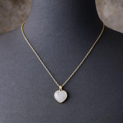 LEDVXFSVY Heart Shape Amethysts Lapis Pendant Necklaces Designer Women Gold Plated Chain Collar Choker Necklace Engagement Jewelry(Clear Quartz) von LEDVXFSVY