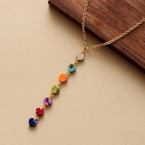 LEDVXFSVY High End Stones 7 Gold Plated Chain Heart Pendant Chokers Necklace Minimalist Women Spiritual Layered Jewelry(Wind) von LEDVXFSVY