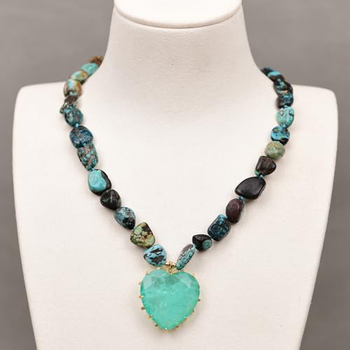 LEDVXFSVY Mix Color Stone Nugget Chokers Necklace Green Quartz Heart Crystal Pendant For Women Gifts LEDVXFSVY Mix Color Stone Nugget Chokers Necklace Green Quartz Heart Crystal Pendant For Women Gifts von LEDVXFSVY