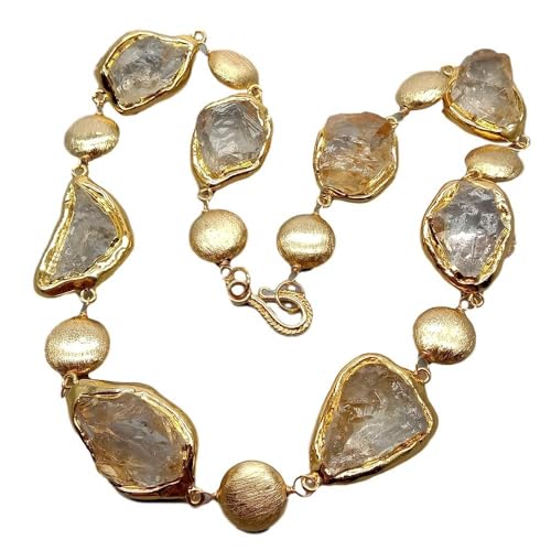 LEDVXFSVY Vintage style Citrine Gold color Edge Brushed Bead choker wrap Necklace 21" for women LEDVXFSVY Vintage style Citrine Gold color Edge Brushed Bead choker wrap Necklace 21" for women von LEDVXFSVY