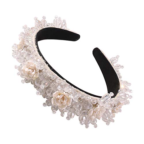 Hochzeit Brautschmuck Stirnband Klares Kristallglas Bohrer Perlenstickerei Blumen Haarband Bankett Party Kopfschmuck Haarbänder Für Frauen Workout Haarbänder Für Frauen Haarbänder von LEEINTO