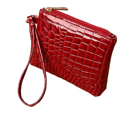 LEEINTO 2024 Brieftasche Alligator Textur Kreditkarte Bank Karte Halter Frau Mädchen Kurze Art Geldbörse Kupplung Einfarbig Brieftasche von LEEINTO