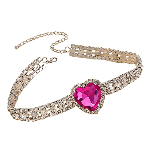 LEEINTO Choker-Halskette, mehrschichtige Strass-Halskette, Kristall, herzförmig, dekorative Halskette für Frauen, Party, Hochzeit, Modeschmuck, Geschenk von LEEINTO